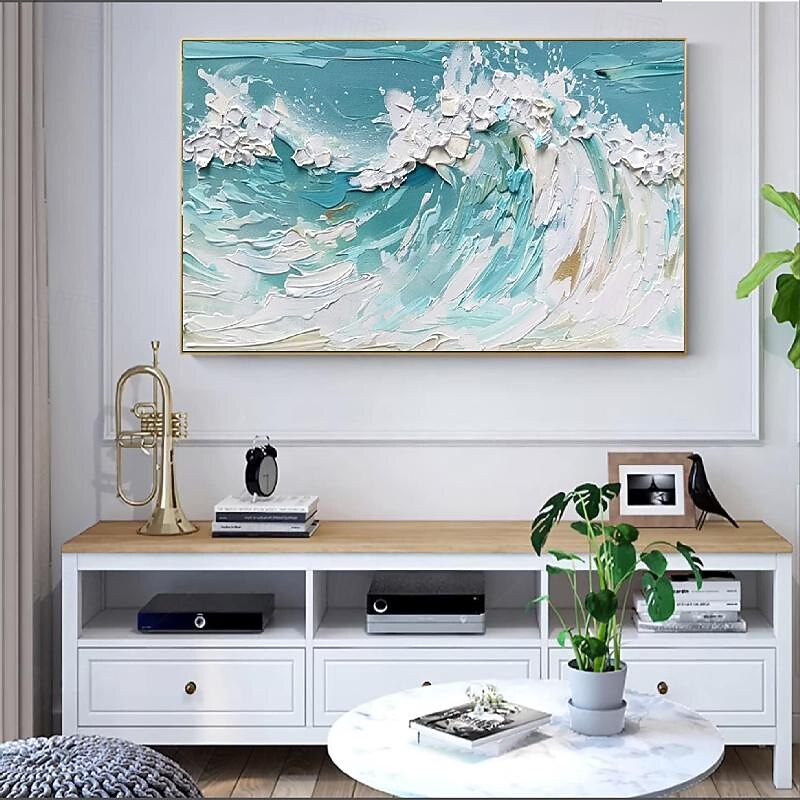 Oversized Seascape Textured Painting hand painted  Seawaves Abstract Painting Extra Large Wall Art ocean oil painting Hand-painted Acrylic wave Minimalist Paintings for bedroom living room artwork3