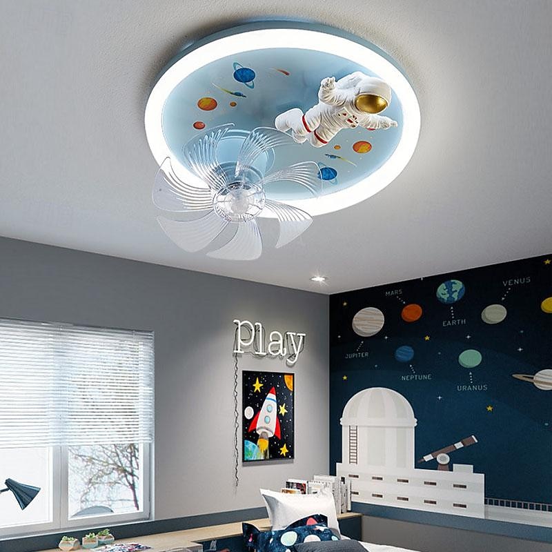 LED Ceiling Fan Light 1-Light 50 cm Dimmable Astronaut Acrylic Baby Room Toy Room Modern 110-240V ONLY DIMMABLE WITH REMOTE CONTROL4
