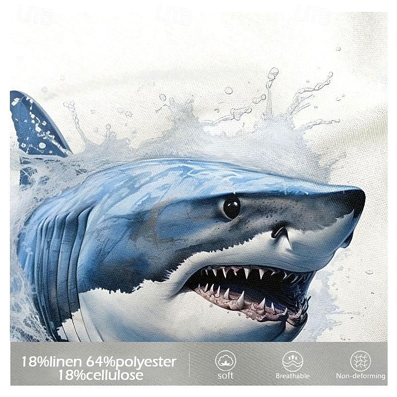 Men's Shark Tropical Marine Life Summer Hawaiian Shirt Aloha Shirt Short Sleeves Shirt Turndown Hawaiian Casual Resort Outdoor Vacation Street White S M L3