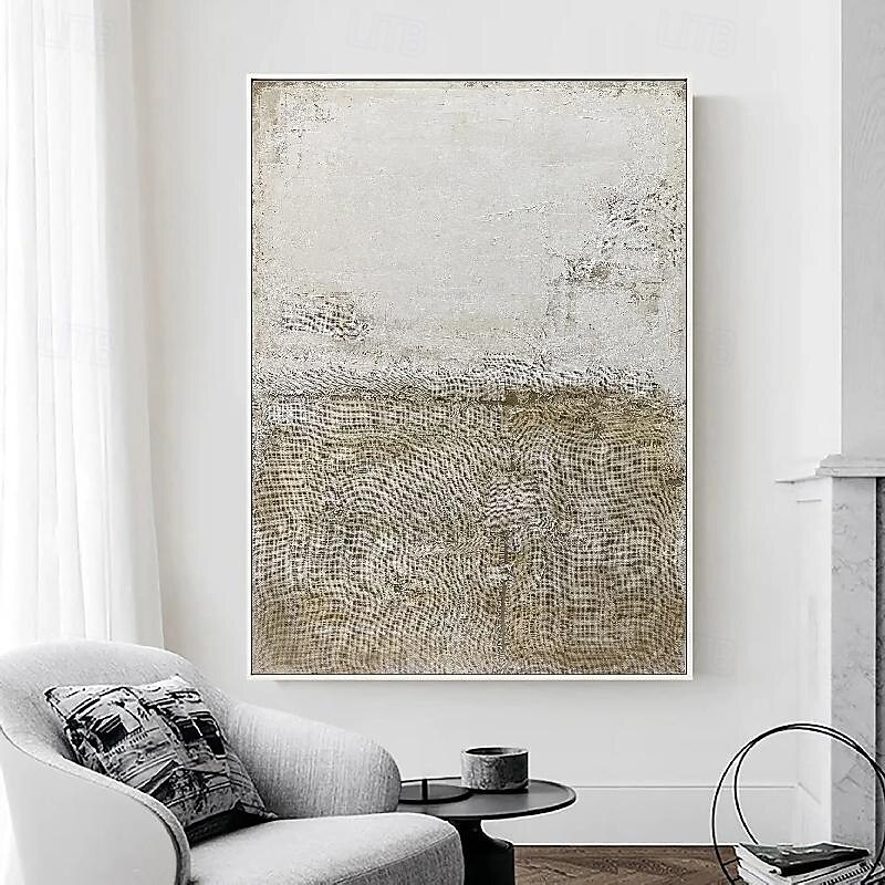 Hand painted 3D Textured White Abstract Painting on Canvas 3D Textured Wall Art Boho Modern Canvas Art Living Room Decor pattle knife oil painting Home Decor Hotel Art Piece