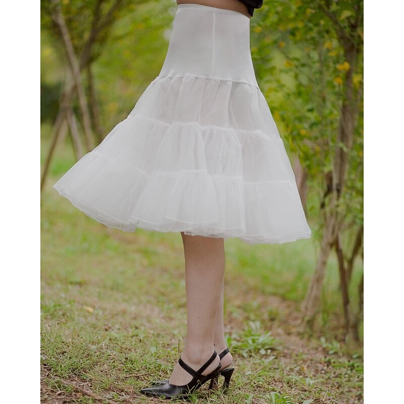Petticoat Princess Lolita 1950s Knee Length Petticoat Hoop Skirt Tutu Under Skirt Solid Colored Fancy Dress Women's Bachelorette Party Petticoat3