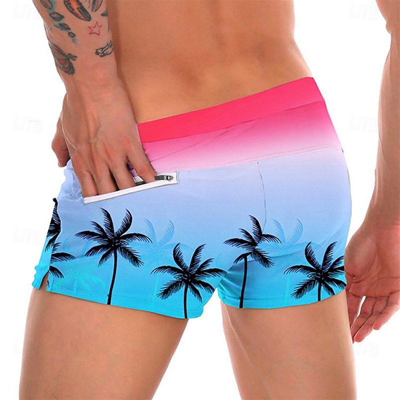 Men's Tree Coconut Tree Swim Trunks Swim Shorts Board Shorts Mid Waist Fashion Designer Surfing Holiday Beach Drawstring Pocket Elastic Waist Designer Clothing Apparel2