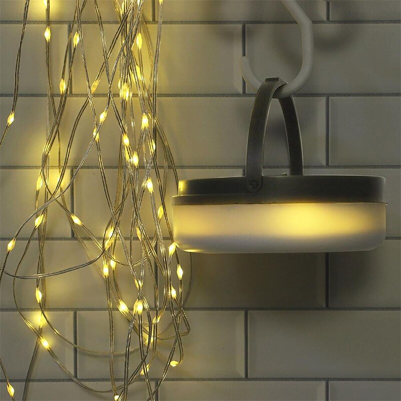 Stowable String Lights Solar Camping String Lights Outdoor Tent Light USB Rechargeable 33FT/10m 100LEDs for Camping Hiking4