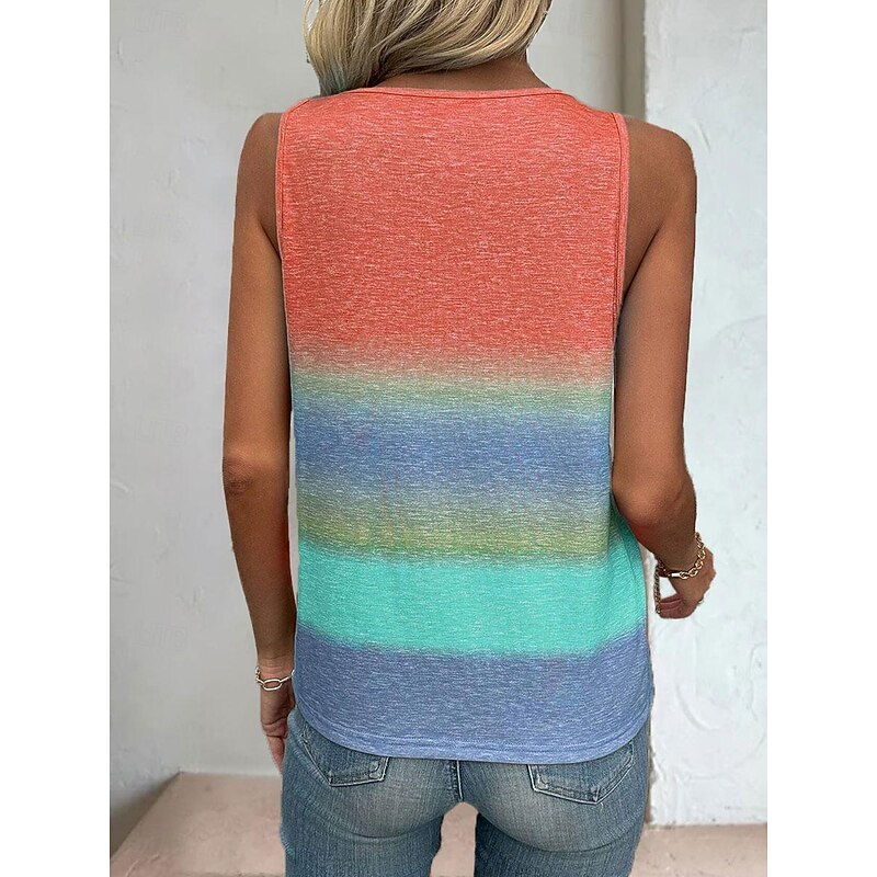 Women's Camisole Tank Top Vest Daily Sleeveless Sleeveless Crew Neck Vacation Daily Orange Summer2