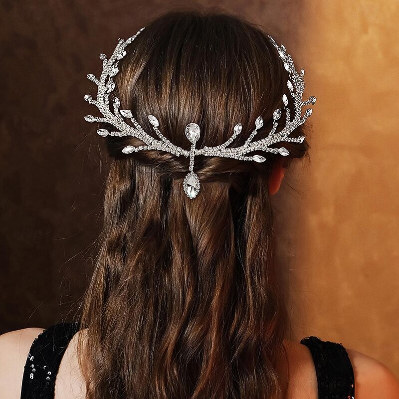 Crown Tiaras Headbands Headpiece Rhinestone Alloy Wedding Cocktail Luxury Retro With Rhinestone Crystals Headpiece Headwear2