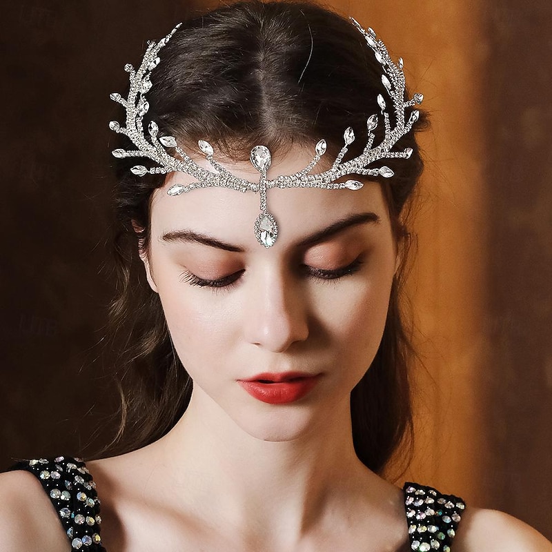 Crown Tiaras Headbands Headpiece Rhinestone Alloy Wedding Cocktail Luxury Retro With Rhinestone Crystals Headpiece Headwear
