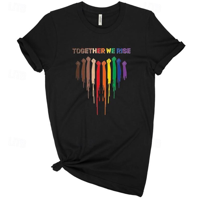 LGBT LGBTQ T-shirt Pride Shirts Rainbow Together We Rise Lesbian Gay For Unisex Adults' Halloween Carnival Masquerade Hot Stamping Pride Parade Pride Month2
