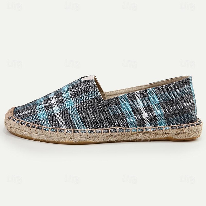Men's Plaid Canvas Espadrilles - Comfortable Slip-On Summer Shoes3
