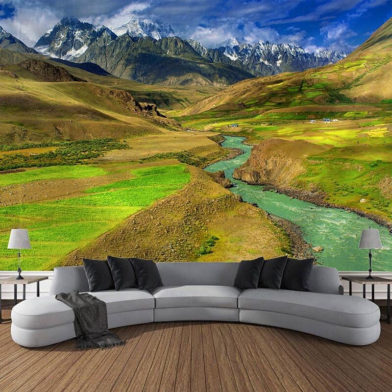 Sunshine Mountain Landscape Hanging Tapestry Wall Art Large Tapestry Mural Decor Photograph Backdrop Blanket Curtain Home Bedroom Living Room Decoration3