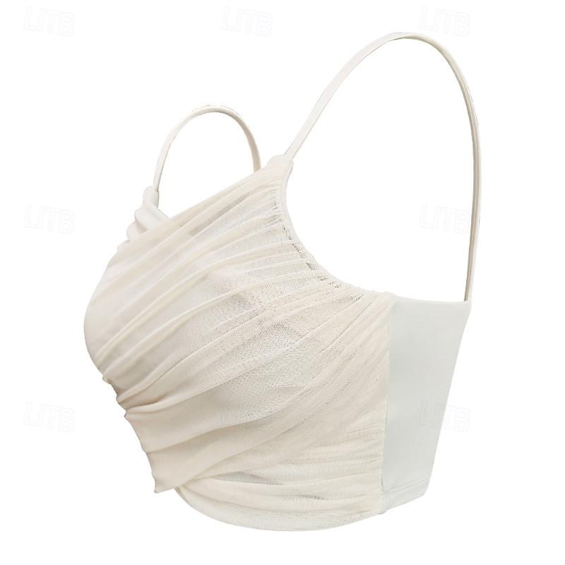Women's Light Support Sports Bra Running Bra Open Back Removable Pad Bra Top Padded Fitness Leisure Sports Running Breathable Lightweight Soft White Brown Green Solid Colored4