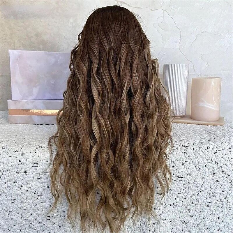 Unprocessed Virgin Hair 13x4 Lace Front Wig Layered Haircut Brazilian Hair Wavy Multi-color Wig 130% 150% Density Highlighted / Balayage Hair 100% Virgin Glueless Pre-Plucked For Women Long Human3