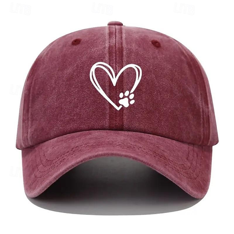 Women's Unisex Baseball Cap Heart Paw Print Curved Brim Adjustable Casual Hat Outdoor Everyday Wear Animal Lovers One Size Fits Most4