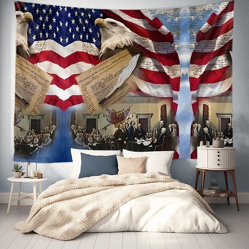 Independence Day Hanging Tapestry 4th July Eagle Liberty Wall Art Large Tapestry Mural Decor Photograph Backdrop Blanket Curtain Home Bedroom Living Room Decoration4