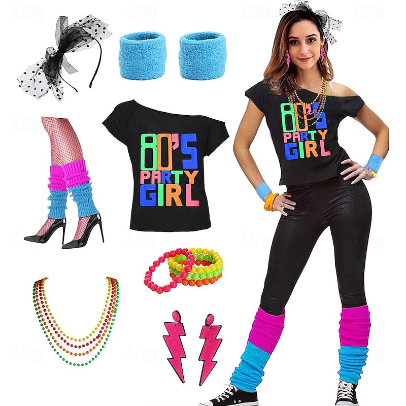 Disco 1980s Outfits Accessories 80's Party Girl Fancy Dress Women's Masquerade Party / Evening Pride Parade Pride Month Adults' Costume4