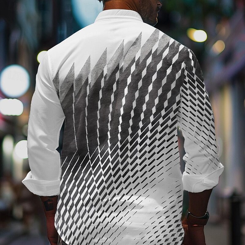 Men's Button Up Shirt Printed Shirts Long Sleeve Business Casual Formal Fall Winter Spring & Summer Turndown Print Button-Down White2
