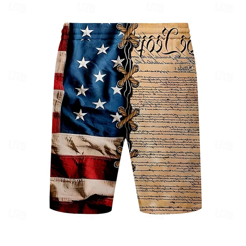 Men's Flag Letter American Flag Swimming Trunks Board Shorts Shorts Mid Waist Fashion Streetwear Designer Casual Daily Holiday Pocket Drawstring Elastic Waist Designer Clothing Apparel2
