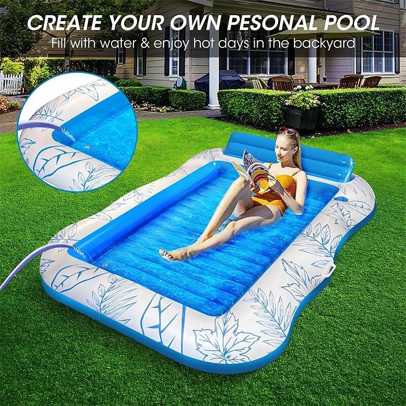 Inflatable Swimming Pool Float Boat Tanning Swimming Pool Lounge Chair Floating Sunbathing Swimming Pool Floating Toy Tanning Mattress Inflatable Cushion2