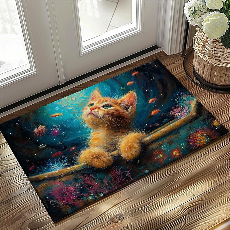 Kitty Fur Doormat Kitchen Mat Floor Mat Non-Slip Area Rug Oil Proof Rug Indoor Outdoor Mat Bedroom Decor Bathroom Mat Entrance Rug4