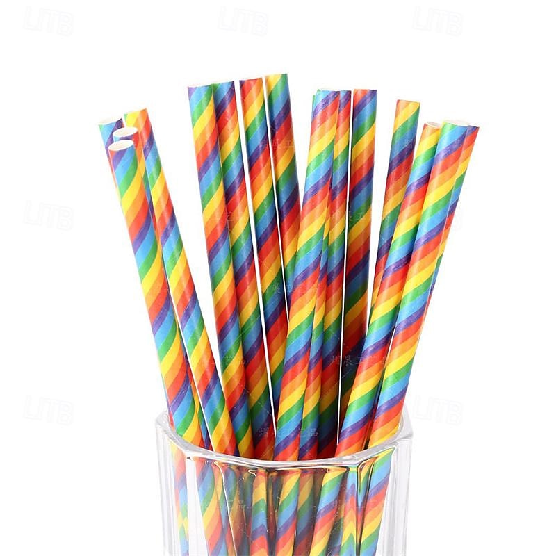 LGBT June Rainbow Party Disposable Paper Plate Set Colorful Stripe Party Disposable Tableware4