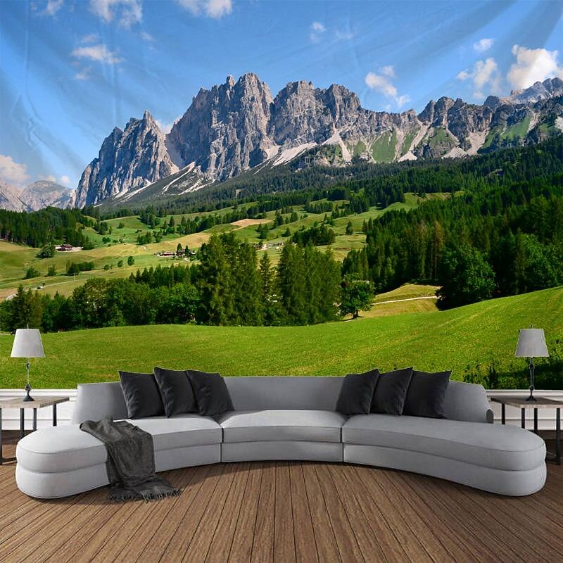 Sunshine Mountain Landscape Hanging Tapestry Wall Art Large Tapestry Mural Decor Photograph Backdrop Blanket Curtain Home Bedroom Living Room Decoration2