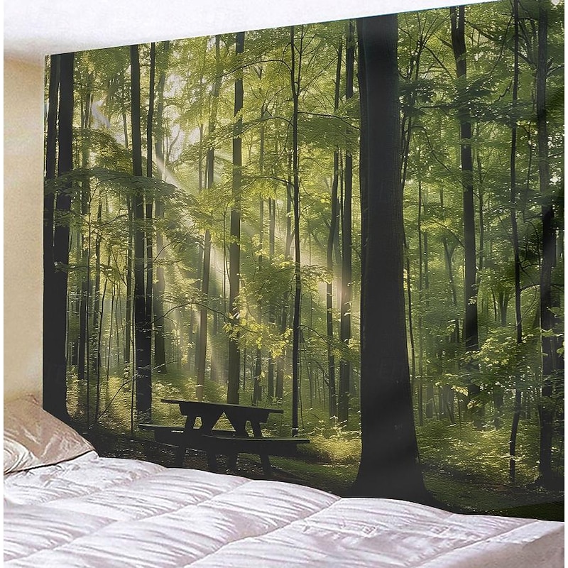 Forest Landscape Beam Hanging Tapestry Wall Art Large Tapestry Mural Decor Photograph Backdrop Blanket Curtain Home Bedroom Living Room Decoration 7