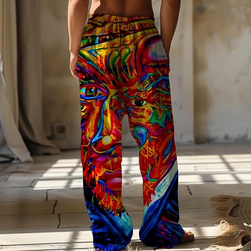 Men's Hawaiian Pants Trousers Graphic Outdoor Holiday Red Inelastic2