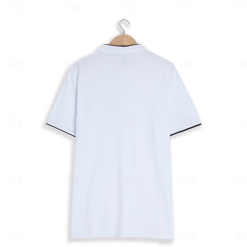 Men's Polo Shirts Golf Shirt Work Business Stand Collar Banded Collar Short Sleeve Fashion Basic Solid Color Plain Fashion Summer Regular Fit Black White Burgundy Navy Blue Polo Shirts3