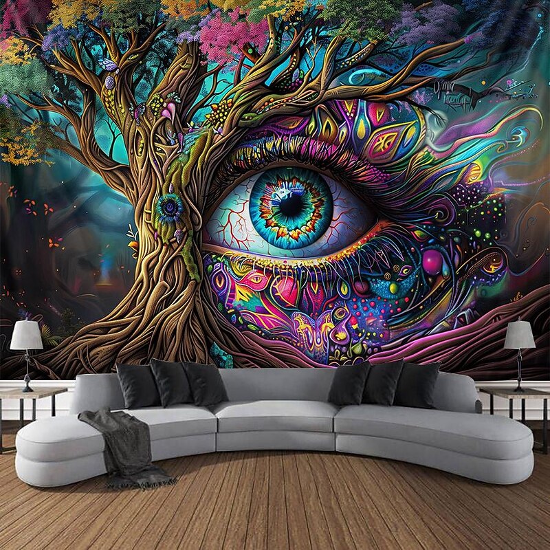 Fantasy Trippy Eye Graffiti Hanging Tapestry Wall Art Large Tapestry Mural Decor Photograph Backdrop Blanket Curtain Home Bedroom Living Room Decoration 7