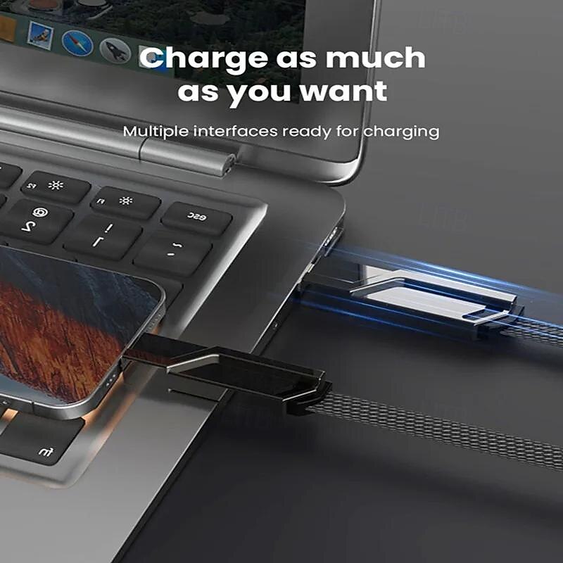 4 In 1 USB Type C Data Cable Fast Charging For iPhone 15 14 13 12 11 Samsung Xiaomi Redmi Huawei Wire Cable Fast Charger3