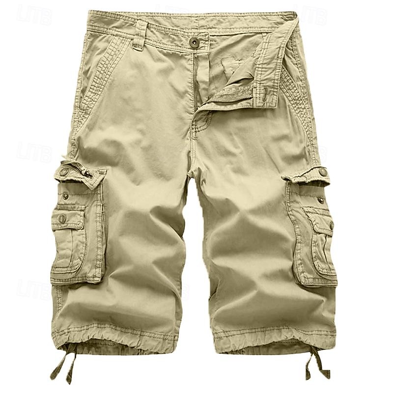 Men's Cargo Shorts Bermuda shorts Work Shorts Hiking Shorts Leg Drawstring Multi Pocket 6 Pocket Plain Knee Length Sports Outdoor Going out Streetwear Classic Black Red2