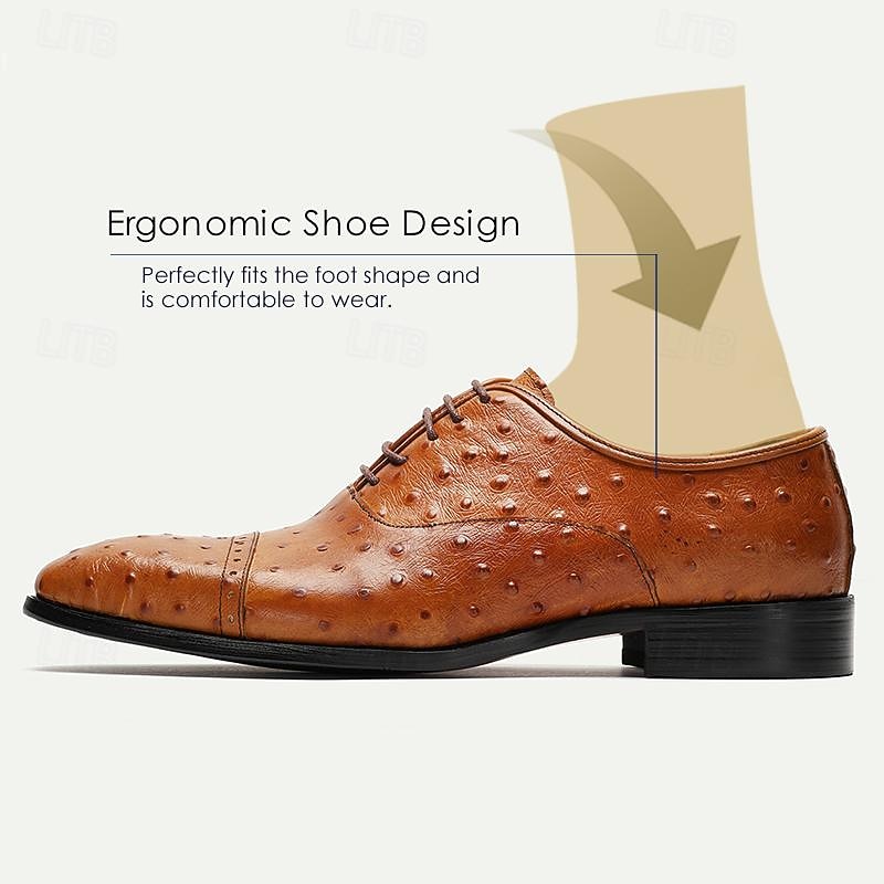Men's Dress Shoes Dress Shoes Leather Italian Full-Grain Cowhide Comfortable Slip Resistant Lace-up Black Brown 7