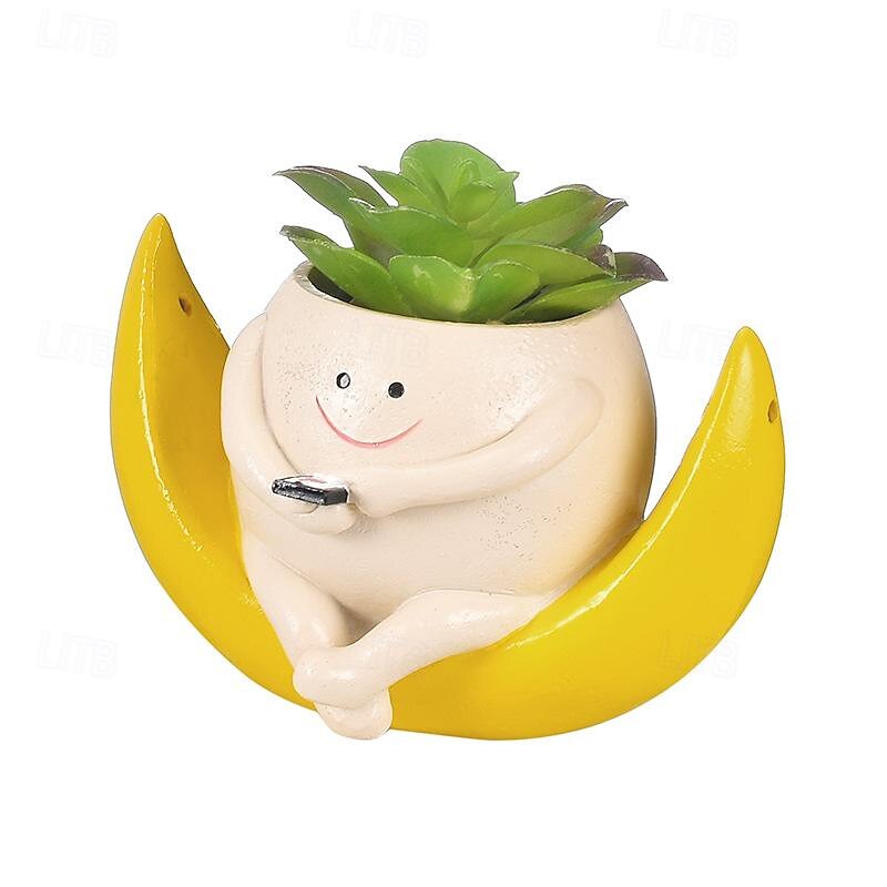 Swing Face Planter Pot Hanging Resin Flower Head Planters for Indoor and Outdoor Plants, Succulent Pots for String of Pearls Plant - Ideal Gifts2