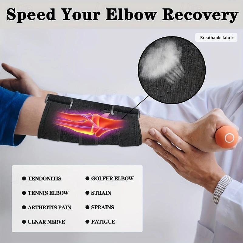 1pc Elbow Brace, Comfortable Night Elbow Sleep Support, Elbow Splint, Adjustable Stabilizer For Cubital Tunnel Syndrome, Tendonitis, Ulnar Nerve, Tennis, Fits For Men And Women2