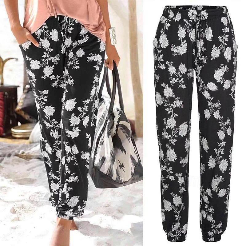Women's Pants Trousers Jogging Pants Casual Daily Long Graphic Side Pockets Print Breathability Comfortable Micro-elastic Weekend White Pink Gray Spring & Summer Regular Fit3
