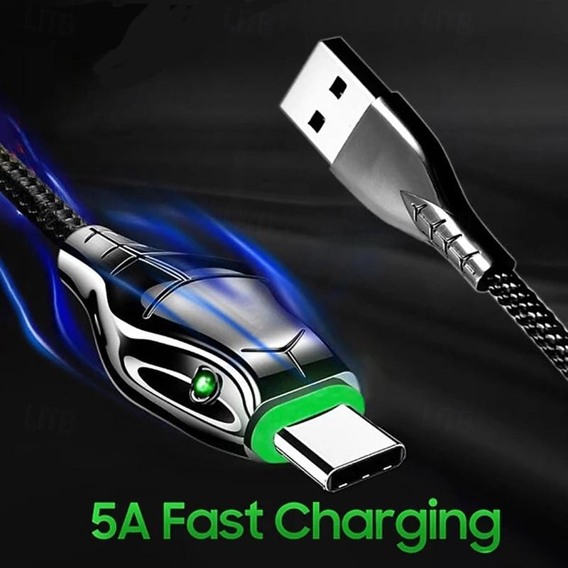 100W Zinc Alloy Snakehead Lamp Data Cable Is Suitable For Type-c Black Mamba Fast Charge Data Cable 5A3