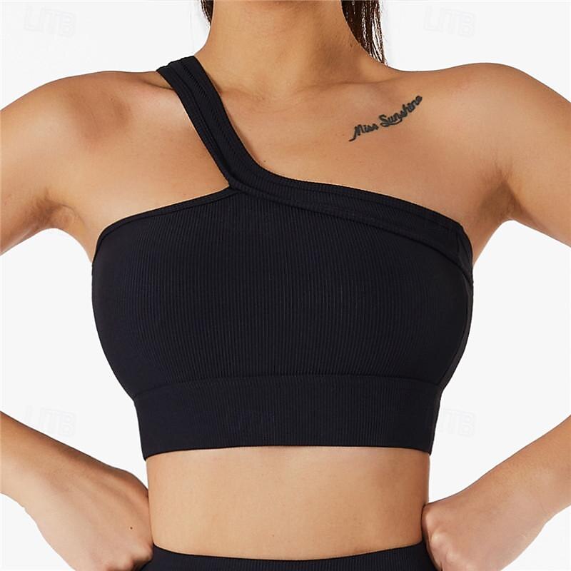 Women's Light Support Sports Bra Running Bra Open Back Wirefree Bra Top Padded Fitness Leisure Sports Running Breathable Lightweight Soft Black White Blue Solid Colored