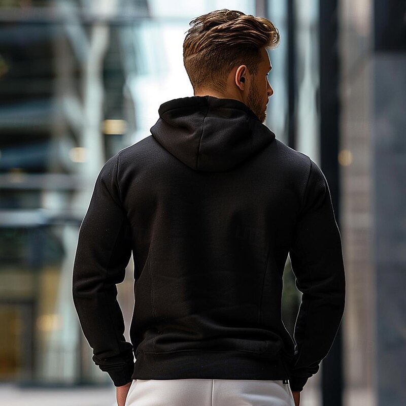 Men's Zip Up Hoodies Black White Hooded Graphic Geometric Sportswear Graphic Casual Clothing Apparel Hoodies Sweatshirts  Long Sleeve Loose Fit3