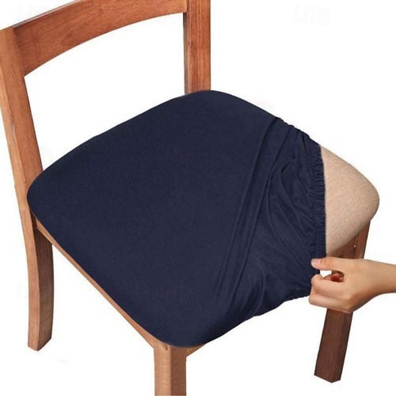 4pcs/6pcs Solid Color Brushed High Elastic Chair Cover Simple Soft And Comfortable Chair Seat Cover Dust-proof And Dirt-resistant Chair Slipcover Suitable For Dining Chair Office Home Decor3