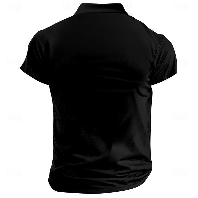 American Independence Day Men's American Flag Veterans Polo Shirts Golf Shirt Short Sleeve Polo Shirts Collared Shirts Streetwear Vacation Wear Party Outfits Buttons 3D Print Spring & Summer Black2