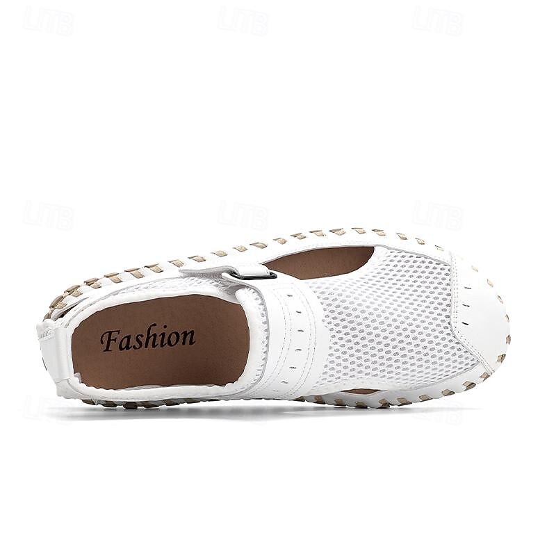 Men's Breathable Mesh Leather Sandals – Casual Hook and Loop Outdoor Fisherman Shoes for Summer Walking and Beach Travel4