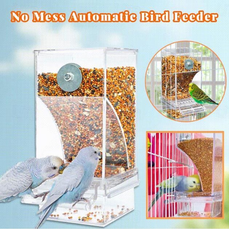 No Mess Automatic Bird Feeder,Automatic No-Spill Transparent Bird Feeder - Anti-Splash and Mess-Free Feeding Box