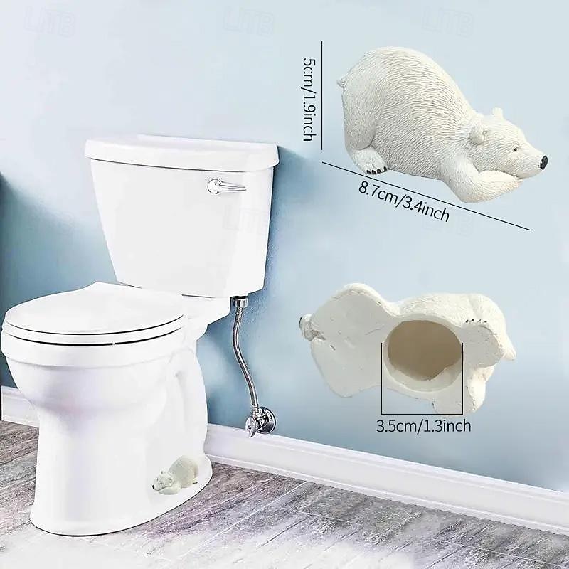 White Bear Toilet Bolt Caps Decorative & Durable Resin Cute  Bolts Covers Set2