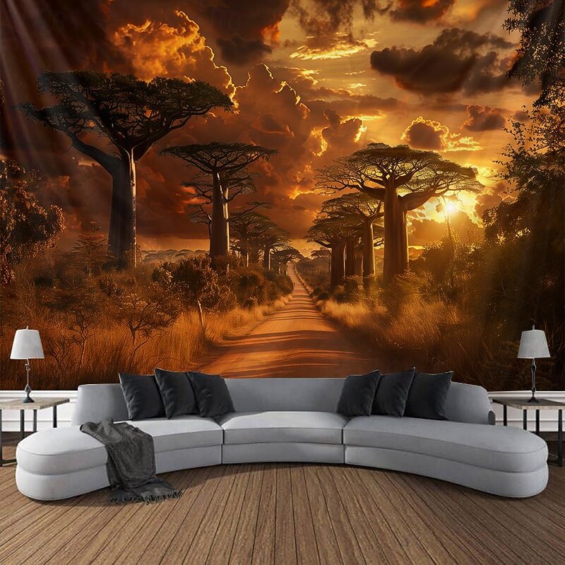 African Baobab Forests Hanging Tapestry Wall Art Large Tapestry Mural Decor Photograph Backdrop Blanket Curtain Home Bedroom Living Room Decoration4