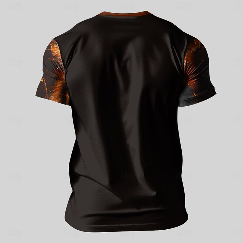 Men's Animal Tiger Flame T Shirt Short Sleeve T shirt 3D Print Crew Neck Shirt Fashion Designer Athleisure Street Sports Outdoor Black Summer Spring Clothing Apparel S M L XL XXL XXXL2