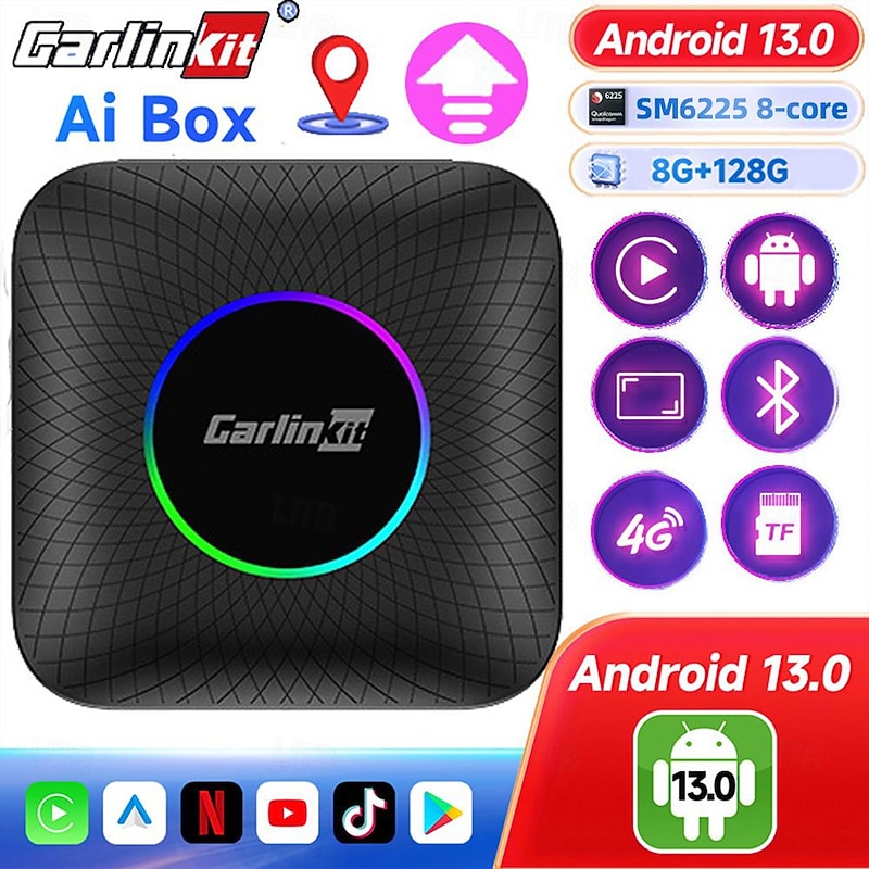 Carlinkit Android 13 Carplay Box Wireless Android Auto Apple Car Play SM6225 Streaming Box 8-Core 4G LTE