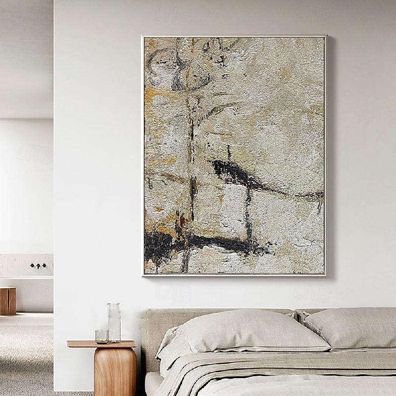 Beige Minimalist oil painting handmade Wall Art Large Abstract Minimalist Grey Painting hand painted Abstract Art painting On Canvas Modern Painting For Living Room bedroom hotel bar wall decoration3