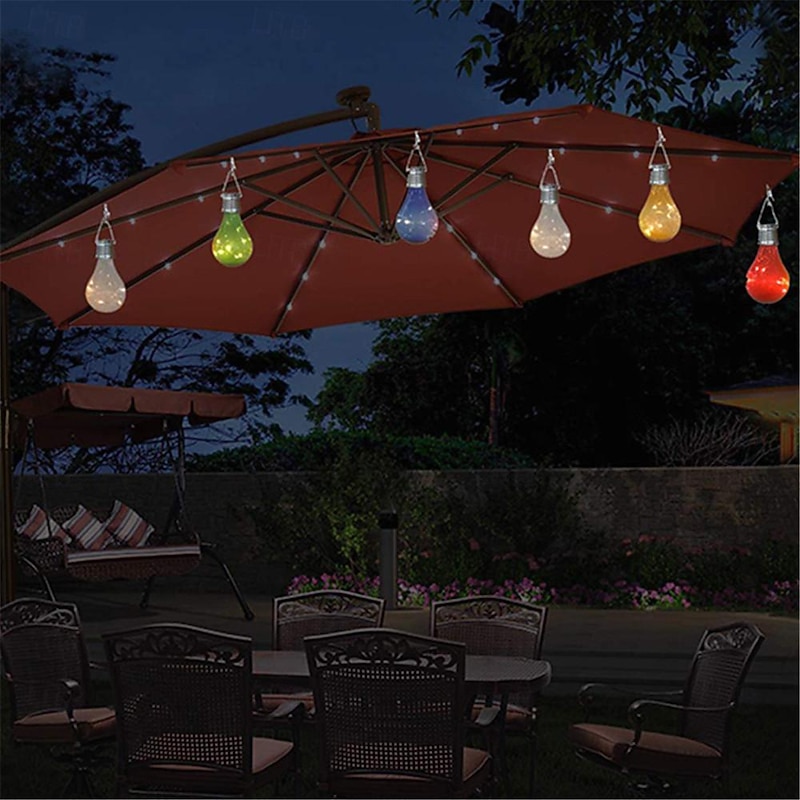 Portable Solar Light Bulbs Outdoor Waterproof Garden Camping Hanging LED Light Lamp Bulb Globe Hanging Lights for Home Yard Christmas Party Holiday Decorations2