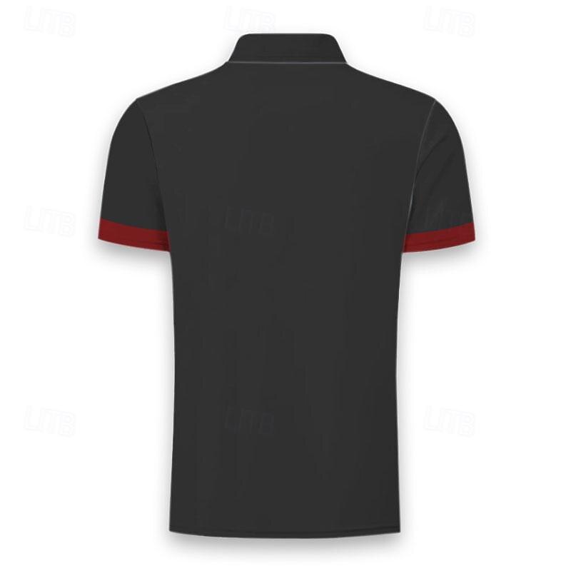 American Independence Day Men's American Flag Veterans Polo Shirts Golf Shirt Short Sleeve Polo Shirts Collared Shirts Streetwear Vacation Wear Party Outfits Buttons 3D Print Summer Spring Black2