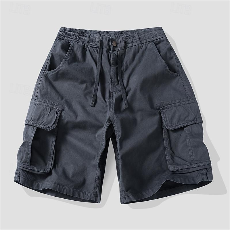 Men's Tactical Shorts Cargo Shorts Shorts Buttons Elastic Waist Multi Pocket Plain Wearable Short Outdoor Daily Camping & Hiking Fashion Classic ArmyGreen Black3
