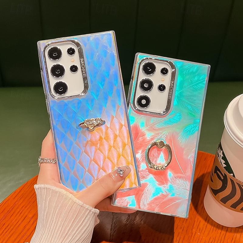 Phone Case For Samsung Galaxy S25 S24 S23 Ultra Plus S23 FE S22 A55 5G A35 5G A25 A15 A14 Back Cover Bling Glitter Shiny Ring Buckle Shockproof TPU Plating2